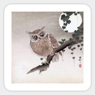 Moon and Owl by Koson Ohara Sticker